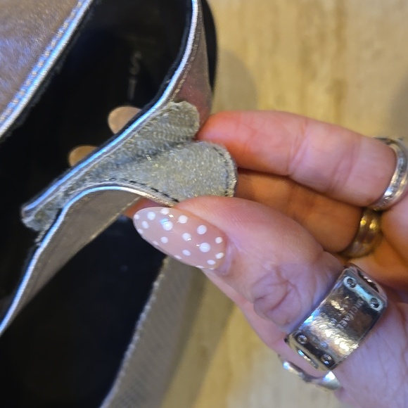 STEVEN by Steve Madden Babelle Metallic Silver Peep Toe Ankle Strap Wedges - Picture 8 of 10